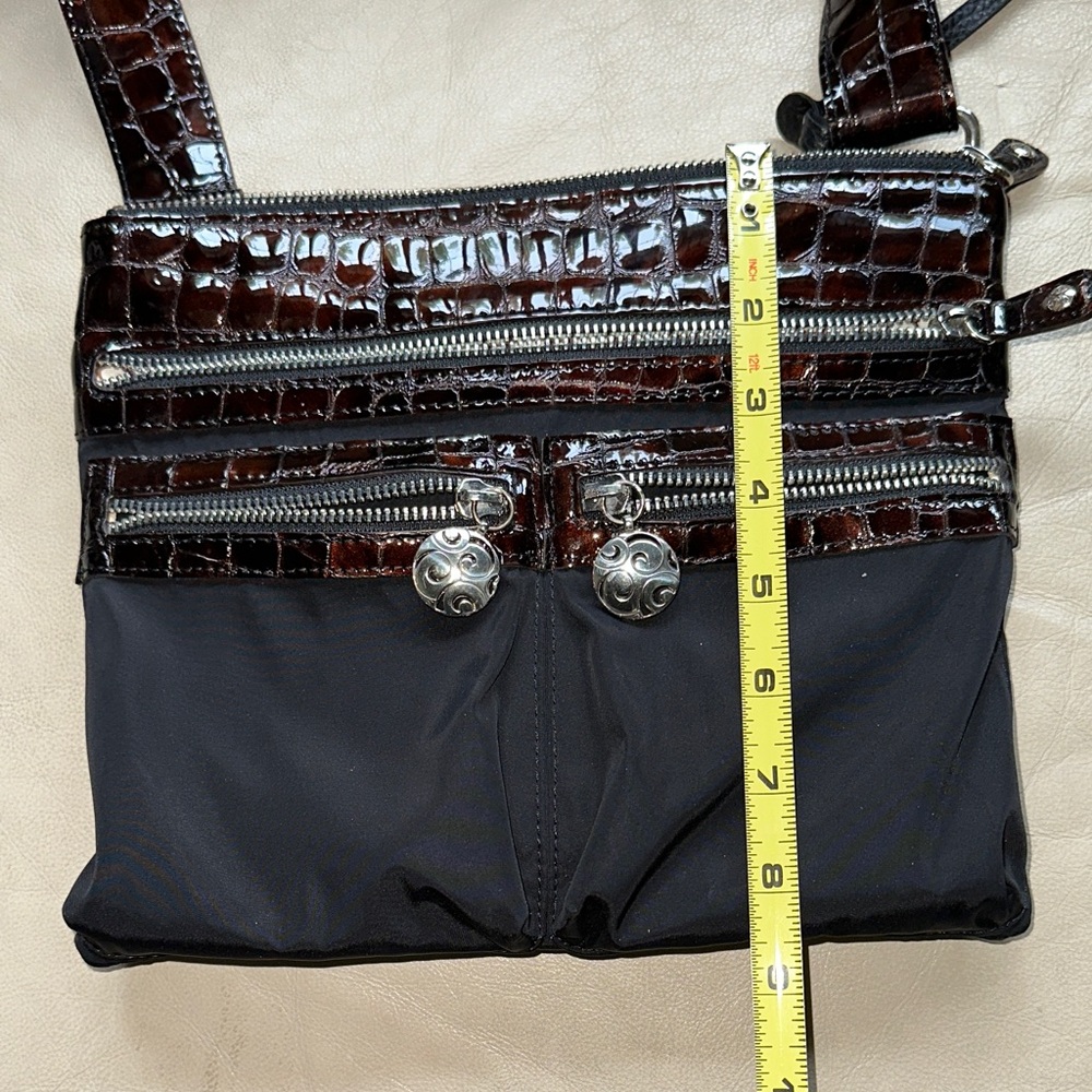 Brighton Black and Brown Crocodile leather nylon Crossbody with sunglasses case - Picture 15 of 15